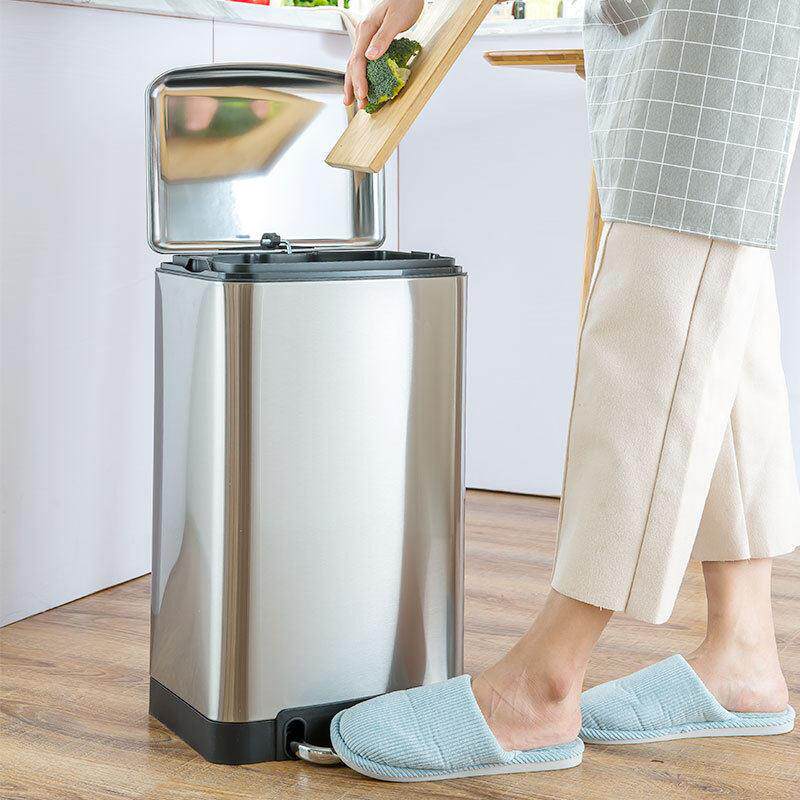 家用大号不锈钢垃圾桶脚踏式带盖子办公室厨房客厅化妆室大容量创
