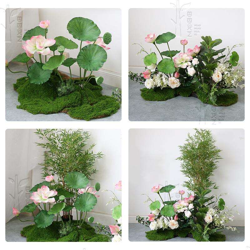 道具仿真荷花手感胶荷叶莲蓬假荷花池组合套装有棵树装饰摆件