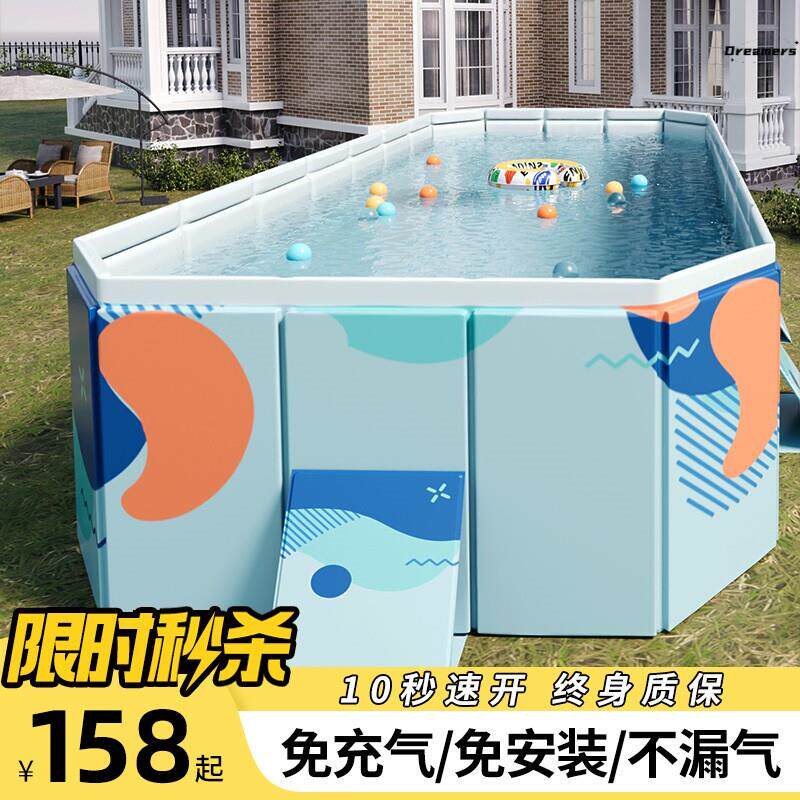 。特大号游泳池院子大型帆布家用室外超级大移动支架水池免充气折
