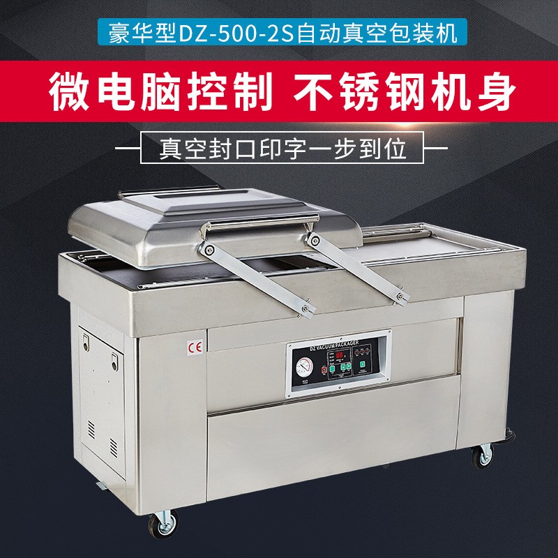 豪华型DZ-500-2S双室真空包装机封口机干湿两用商用食品真空机