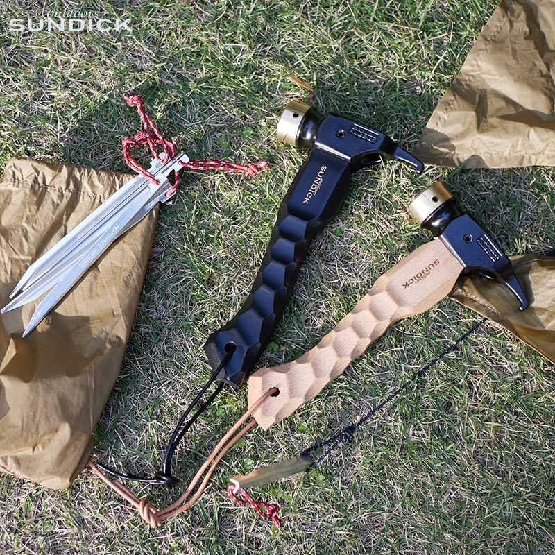 山地客 黑化帐篷锤榉木手柄实木不锈钢铜锤户外帐篷地钉拔钉 榔头