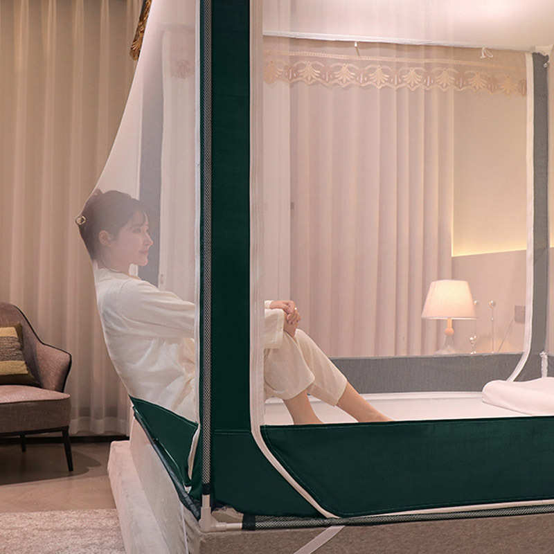 拉链u底类1全1家用大a5宝宝摔米蚊帐防.纹儿童床全8蒙古包帐型包