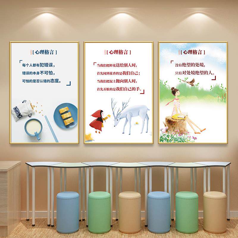 心理咨询室墙贴积极树消极树健康心理宣传海报墙贴墙画装饰海报贴