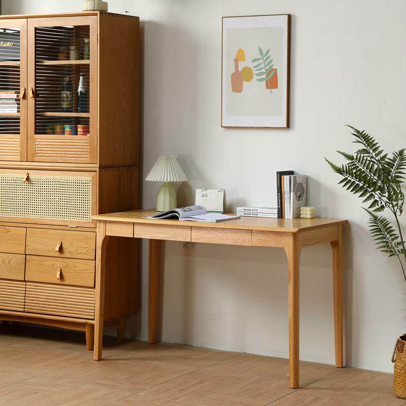 北欧全实木书桌家用小户型书房樱桃木卧室橡木电脑桌写字台学习桌
