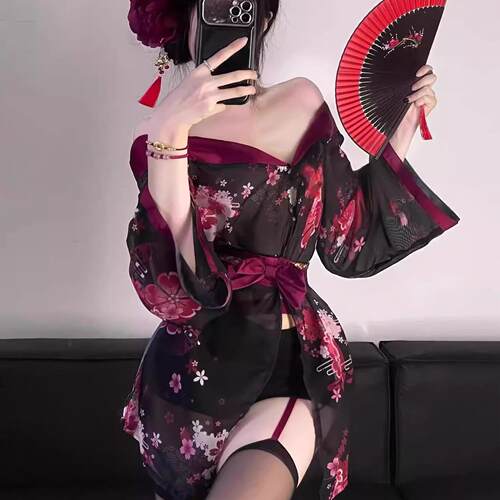 二次元日式和服cosplay纯欲花间深V性感辣妹异域风情少女汉服套装