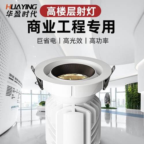大功率商用射灯嵌入式高层别墅酒店大堂40w50w100W超亮高光效筒灯