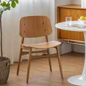 咖啡厅茶休闲设计师原木靠背椅家用餐厅北欧简约餐椅高级椅子实木