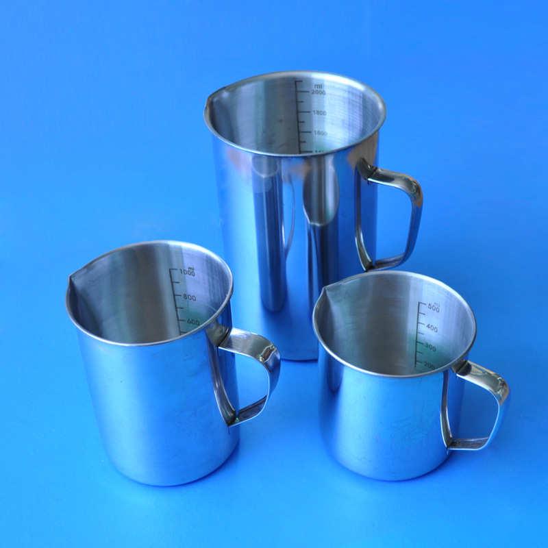 实验室烧杯量杯 500 1000ml 2000毫升304不锈钢量杯 刻度杯