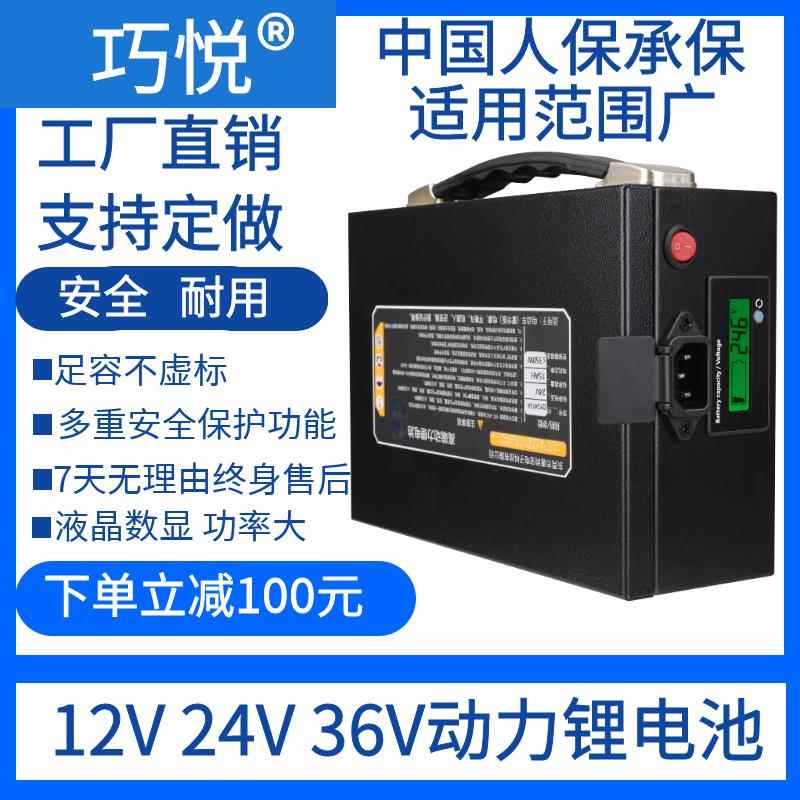 巧悦12V24v36大容量锂电池组割草绿篱机水泵音响逆变电动车工具用