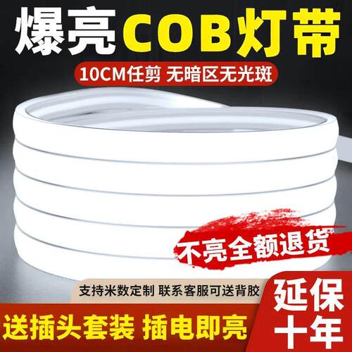 COB超薄led灯带220v防水超亮线形灯槽家用客厅吊顶户外软灯条