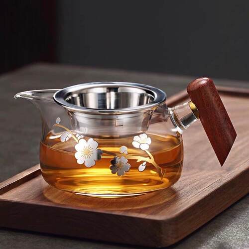 玻璃公道杯 加厚耐热玻璃公杯带304茶漏一体公杯玻璃茶海分茶器