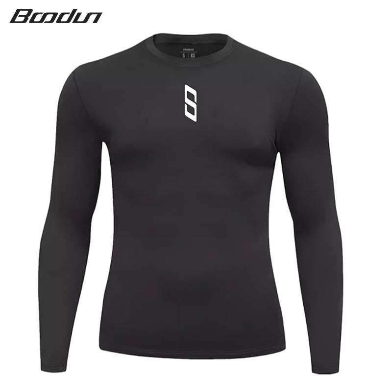 高档boodun保暖排速汗衫骑行加打季底衫户绒外运动跑步登山干秋冬