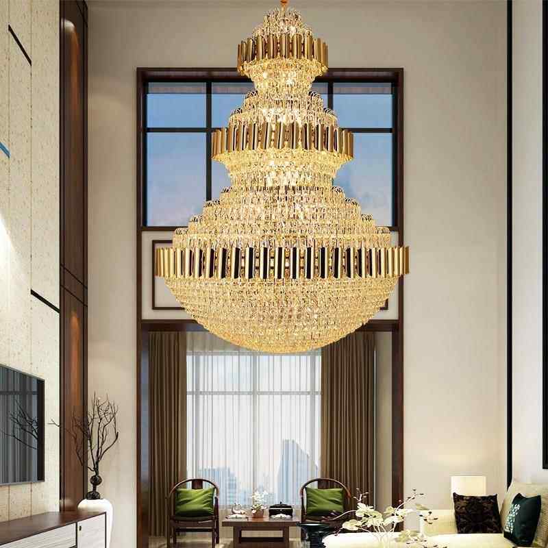 后现代复式楼别墅大吊灯楼中楼客厅酒店大堂楼梯水晶长吊灯