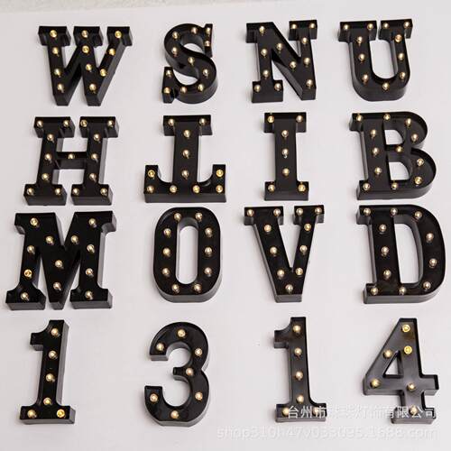 爆款黑色字母灯数字英文符号LED霓虹求婚生日表白装饰小夜造型字