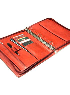 跨境A43孔活页夹手提拉链包a4商务经理夹拉链包收纳环保便携