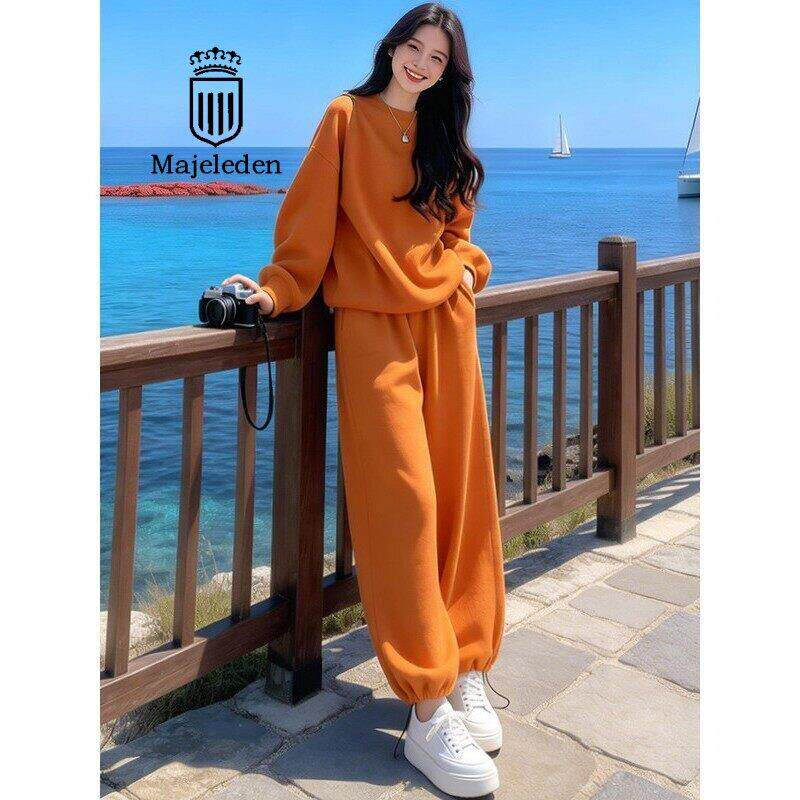 正品2026春多巴胺洋气休闲运动套装女宽松显瘦卫衣阔腿裤两件套女