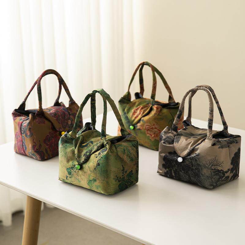 新中式茶事包茶杯茶壶收纳袋一壶两杯旅行便携布包复古防摔茶具包