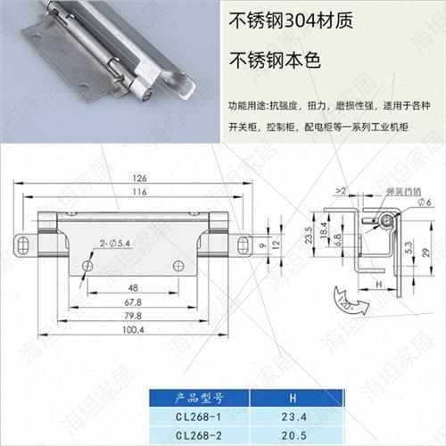 CL268-1-2-3不锈钢铰链高低压配电柜门合页威图柜铰链工业铰链