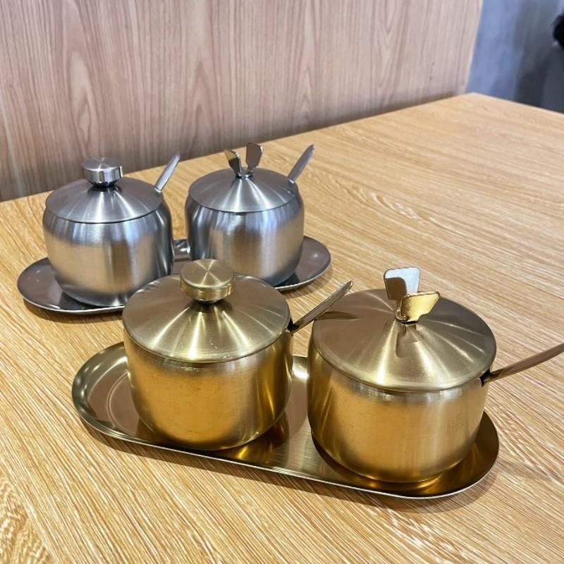 韩式烤肉家用饭店厨房专用调料罐子304不锈钢商用辣椒油盐调味盒
