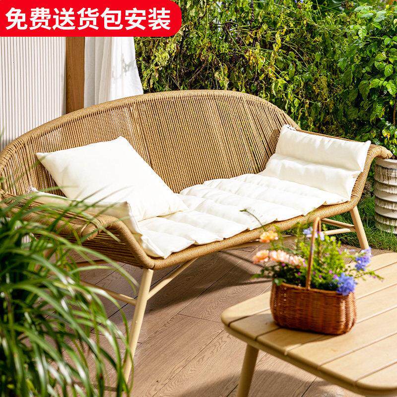 藤编沙发椅北欧户外铝合金藤椅子庭院花园阳台露台休闲室外沙发