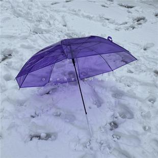 拍照长柄彩透 阴天」韩半自国动情侣雨森系杆直伞 正品 「糖果色