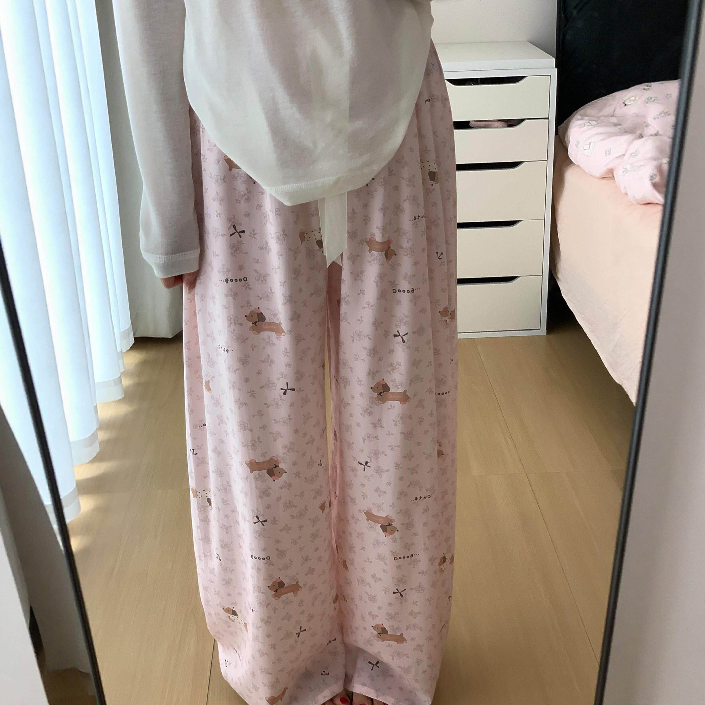 绵绸裤子轻薄遛弯裤睡裤女棉绸裤家居裤春夏薄款防蚊裤直筒休闲裤
