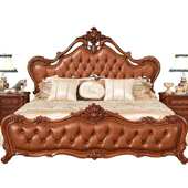 欧式 乡村家具1.8米全实木大床 床双人主卧现代简约经济型婚床美式