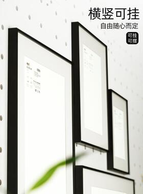 黑色相框挂墙A4证书A执照框架4K8k50x7060x90窄画框装裱海报框