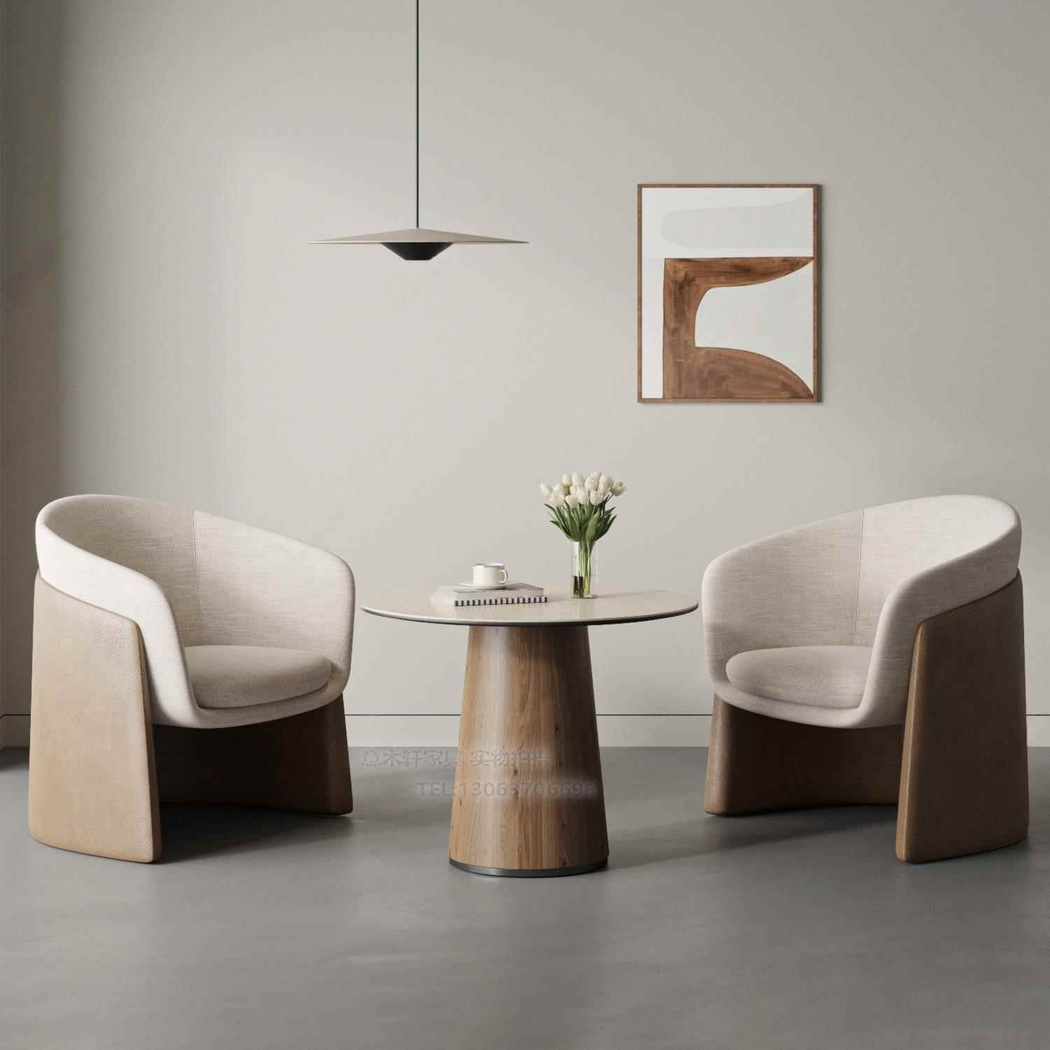 民宿中古风一桌两椅组合展厅接待休息区大厅会客洽谈沙发阳台桌椅