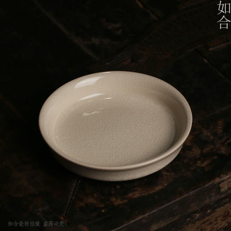 彷宋豆黄釉壶承 漳窑开片陶瓷壶垫 中式厚实干泡茶盘可养壶承陶瓷