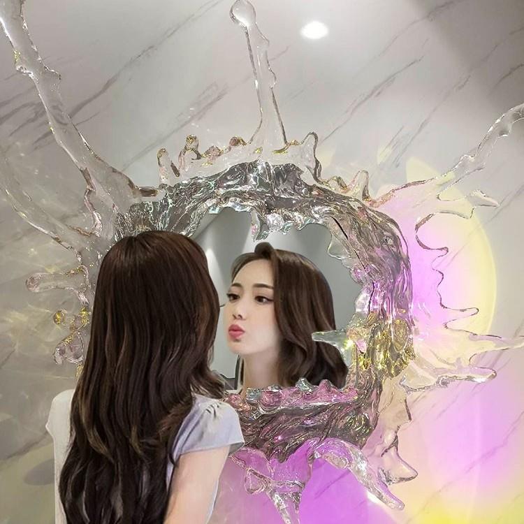 铂晶艺术瑞水之镜客厅壁灯玄关装饰水花梳妆镜子灯酒店别墅氛围灯