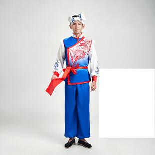高档新款化塞秧腰鼓装陕北民歌刺服唢呐服男士民族风演出服装传统