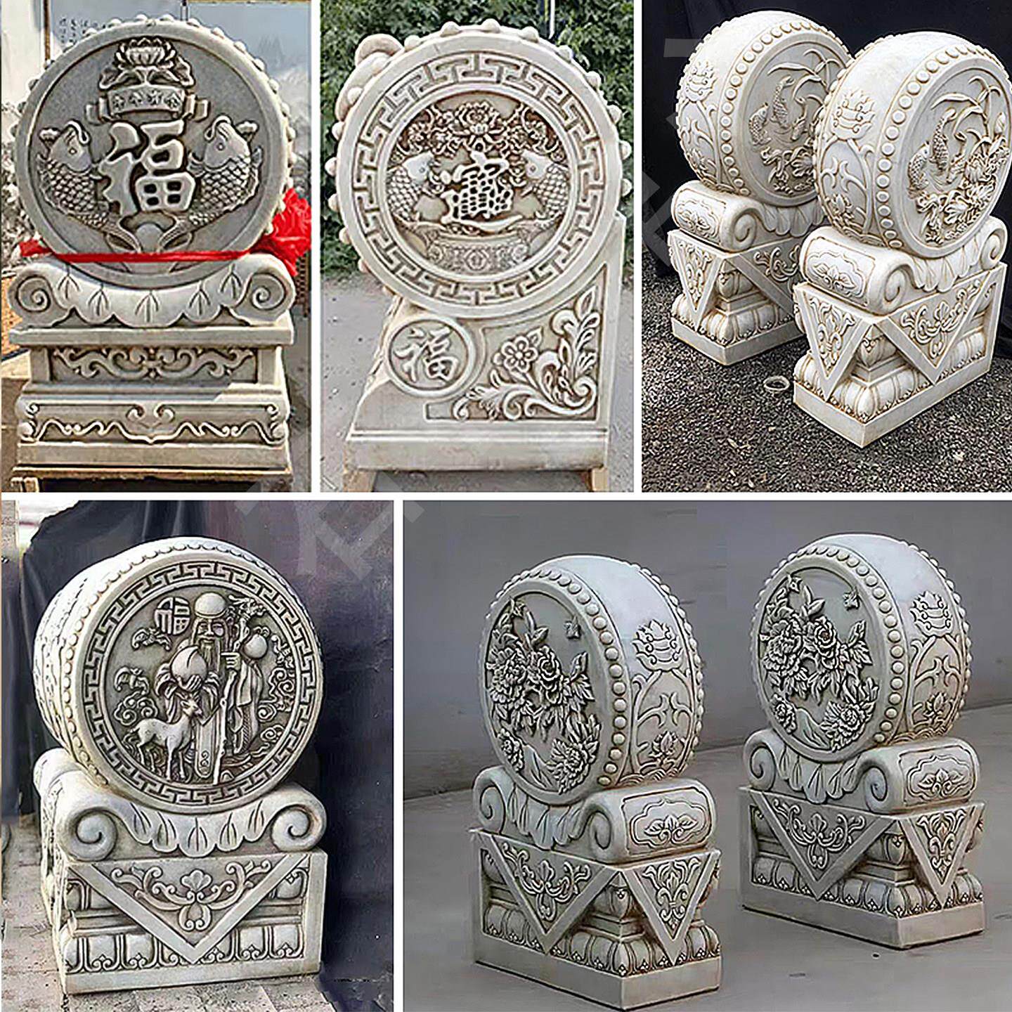 门墩抱鼓石一对汉白玉麒麟貔貅石鼓石雕摆件门鼓石大门口门当石墩