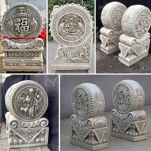 门墩抱鼓石一对汉白玉麒麟貔貅石鼓石雕摆件门鼓石大门口门当石墩