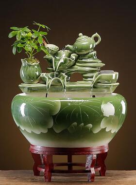 循环水鱼缸家居饰品乔迁客厅招流水摆件升创意才喷泉才办公室miq