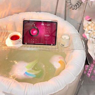 浴缸置物架高级感透明压克力收纳层架泡澡桶支架浴室架子可伸缩托