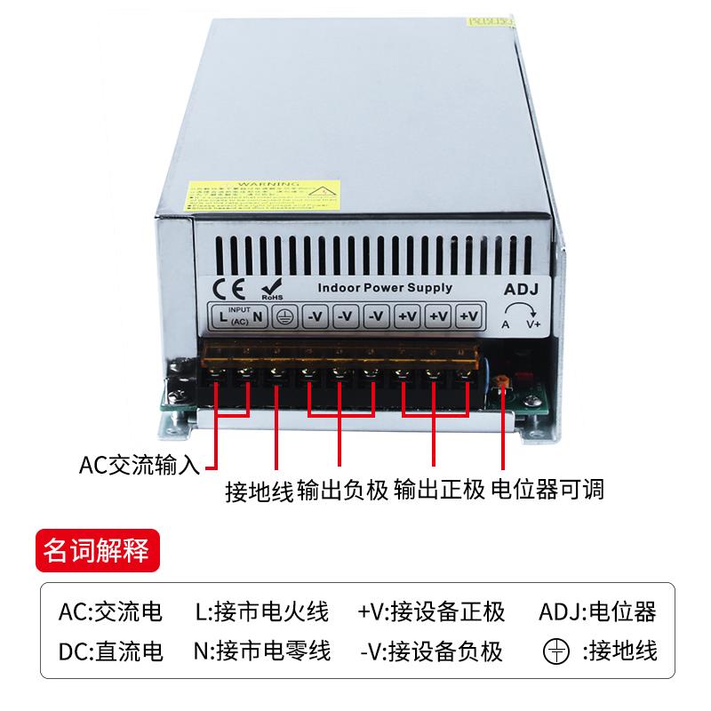 明伟大功率开关电源MS-1500W1200-24V 220V/110V转DC12v125A36/48