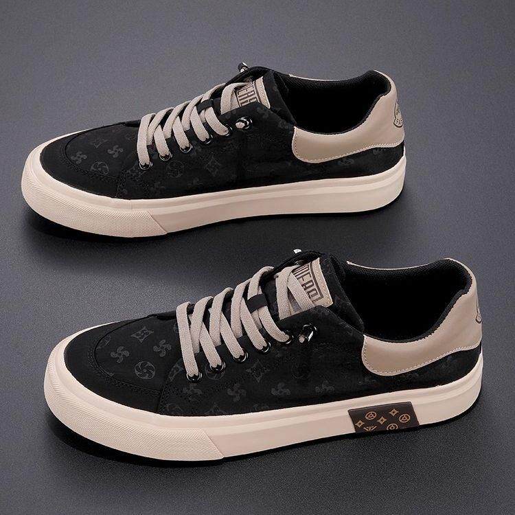 秋季帆布鞋男款2025潮流休闲鞋韩版厚底透气布鞋低帮平底男士板鞋