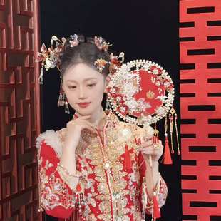 团扇结婚新娘diy材料秀禾婚礼扇子手工婚扇喜扇成品中式 双面