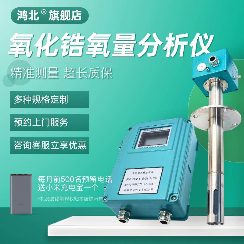 鸿北氧化锆氧量分析仪锅炉烟道探头氧含量分析仪不锈钢陶瓷传感器