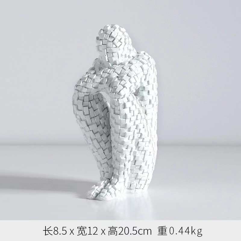 现代简约意式创意马赛克人摆件样板房客厅办公室书柜桌面软装饰品