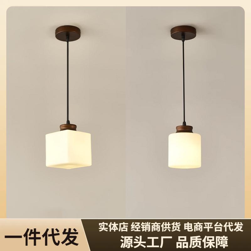 美式床头小吊灯阳台过道玄关灯吊线灯复古简约卧室衣帽间单头吊灯