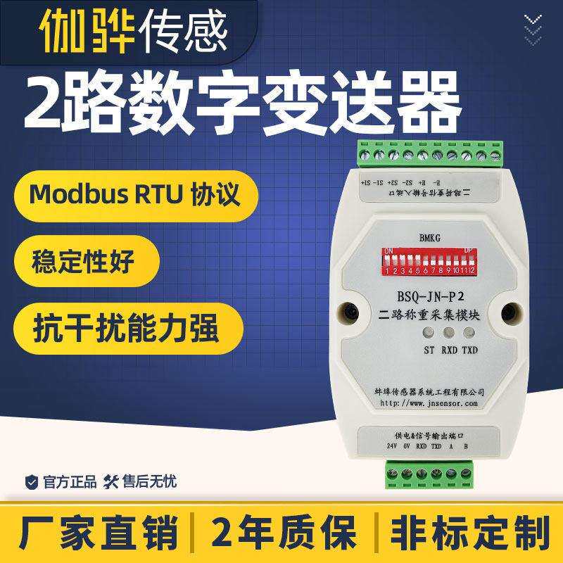 伽骅2路数字变送器BSQ-JH-P2传感器信号转换器放大器RS485/RS232