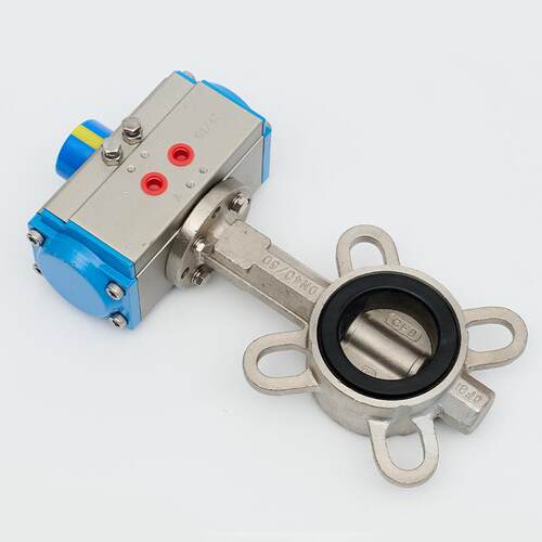 气动不锈钢蝶阀 AD671X-16P 橡胶软密封对夹式气动蝶阀DN50-600