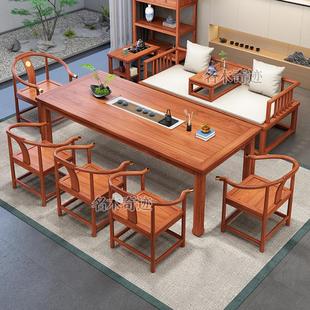 2025新款胡桃木实木罗汉床茶桌椅组合新中式客厅茶几办公室泡茶台