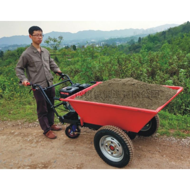 建筑工地汽油型翻斗车水泥沙子运输三轮车农田拉料手推车