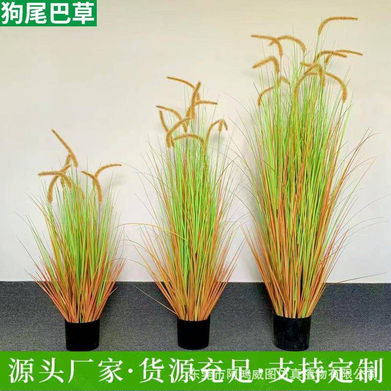 仿真狗尾巴草盆栽家居客厅橱窗绿植装饰摆件芦苇植物真仿真花