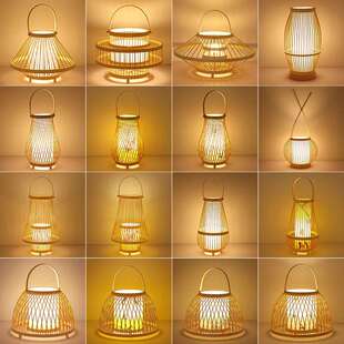 日式台灯竹编中式客厅禅意茶室古风民宿书房卧室床头灯竹艺落地灯