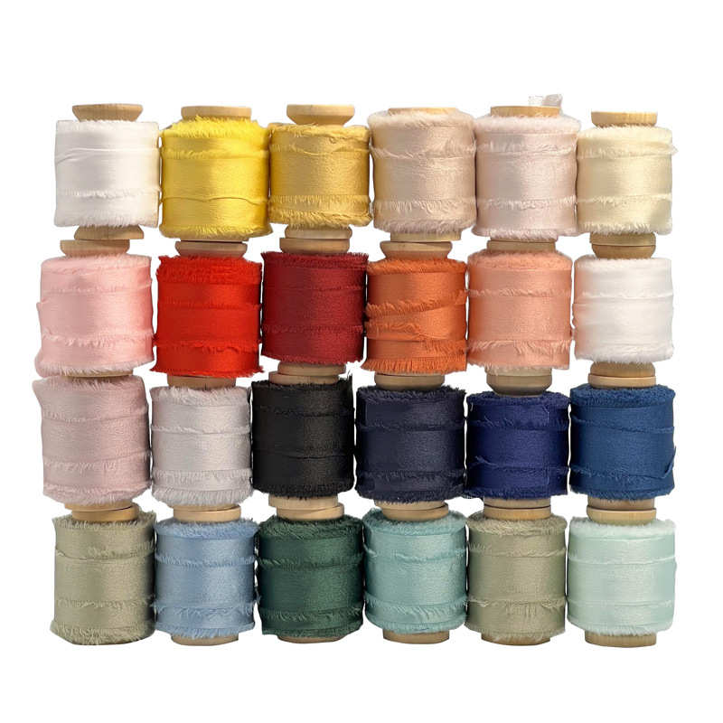 缎面手撕毛边布条丝带新年丝带柔软装饰发带ins鲜花缎带圣诞丝带