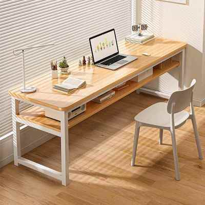 书桌家用女生卧室双层长条桌简易办公桌靠窗长桌子工作台窄电脑桌